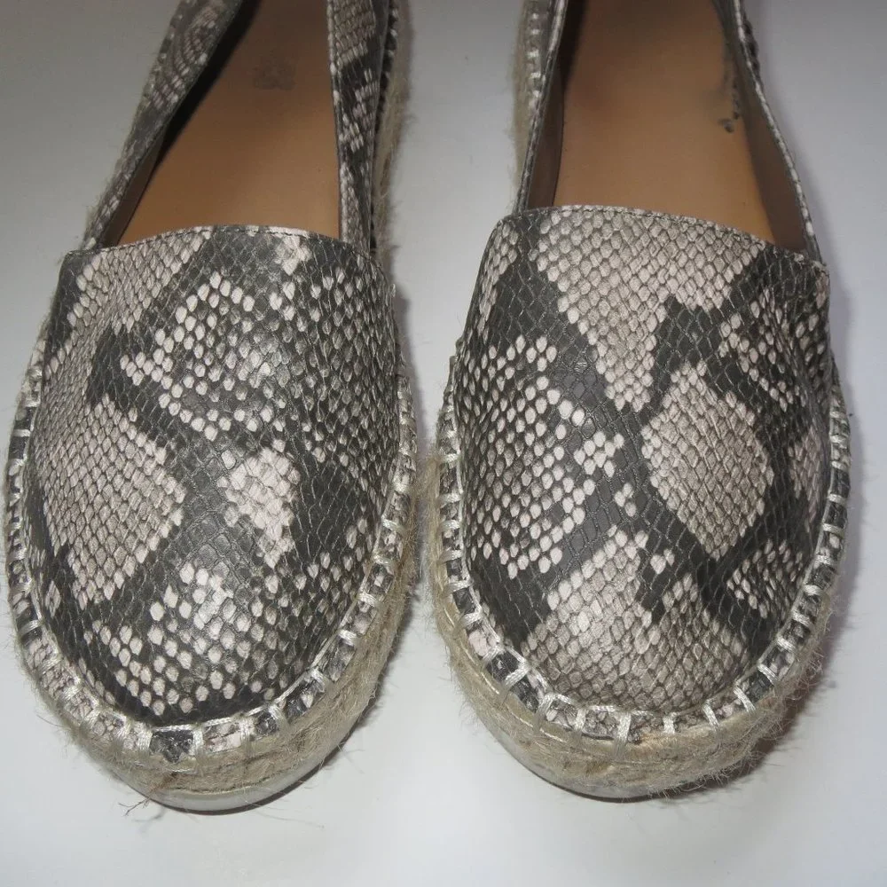 Sz 7.5 Carlos Santana Snake Platform Edith Espadrille SlipOn Shoes Natural Brown